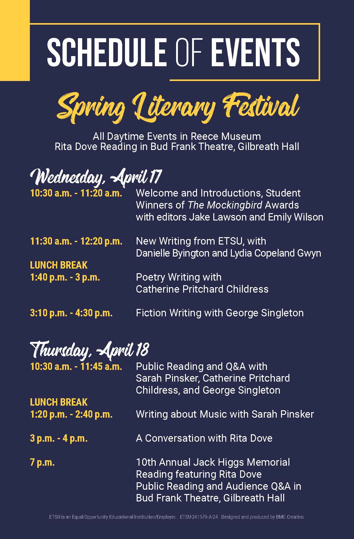 Spring Literary Festival Schedule