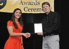 Tessa Johnson being presented the Human Health award by Dr. Forsman