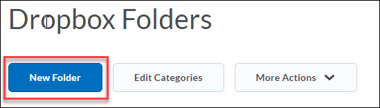 Image of the new folder button on the dropbox folders list page