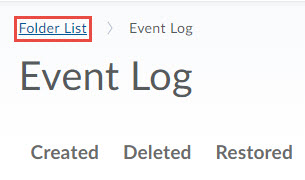 Image of the breadcrumb trail on the event log page