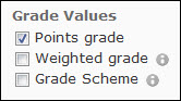 Image of the Grade Values options on the export screen.