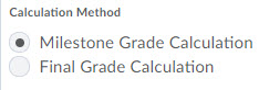 Image of the Calculation Methods for a calculated item in a weighted gradebook