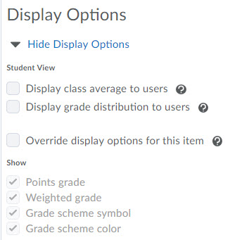 Image of the grade item display options