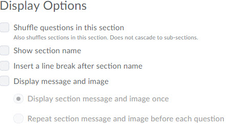 image of the section options field