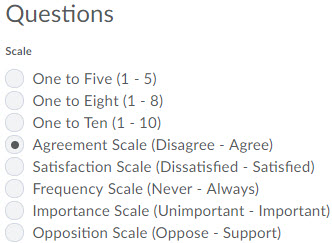 Image of the likert question scale options