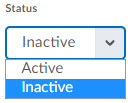 Image of the Status Options (Inactive/Active) on the Restrictions tab of the Edit Survey Page.