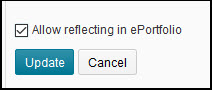 Image of the Allow Reflecting in ePortfolio option within the content topic's activity details page. 