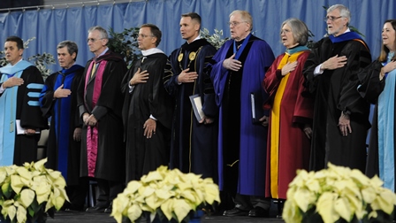 Governor Haslam with ETSU leadership on stage during the December 2014 commencement