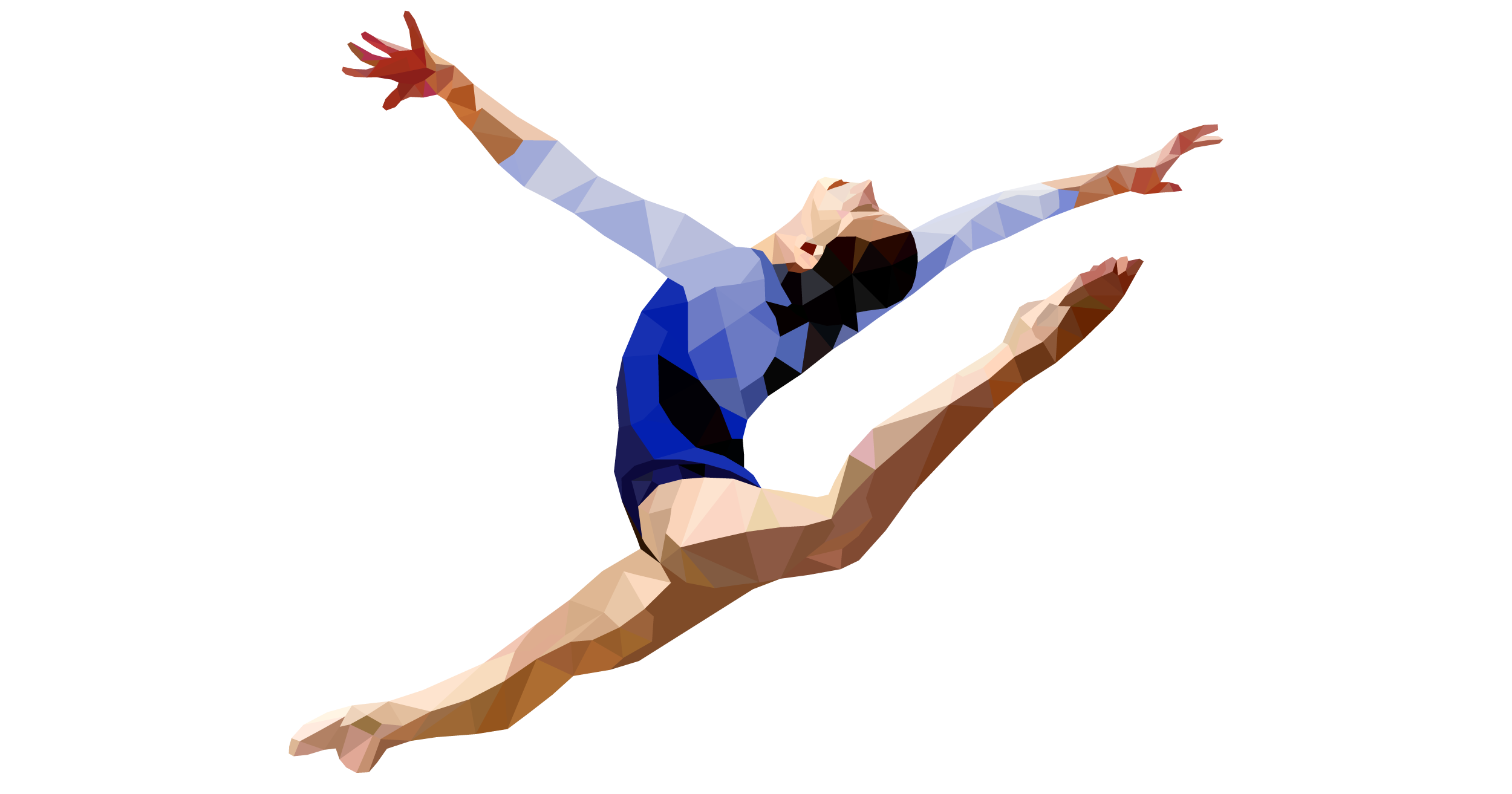 A photo illustration of a female leaping into the air while participating in acrobatics.