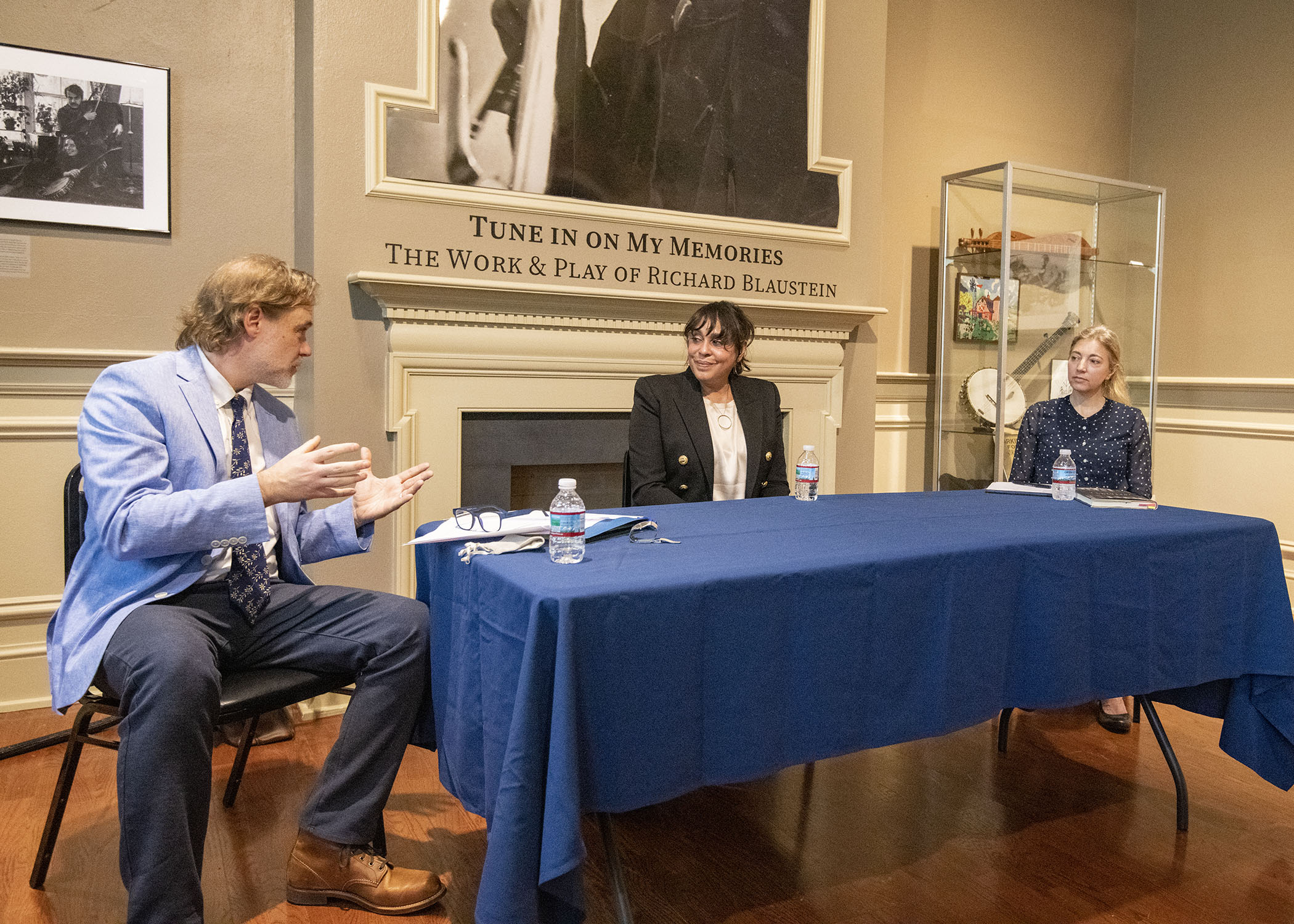 Poet-in-Residence Dr. Jesse Graves, 19th Poet Laureate of the United States Natasha Trethewey, and Basler Chair Amy Wright engage in a conversation about memoir during Trethewey's 2022 visit to campus. (from left to right)