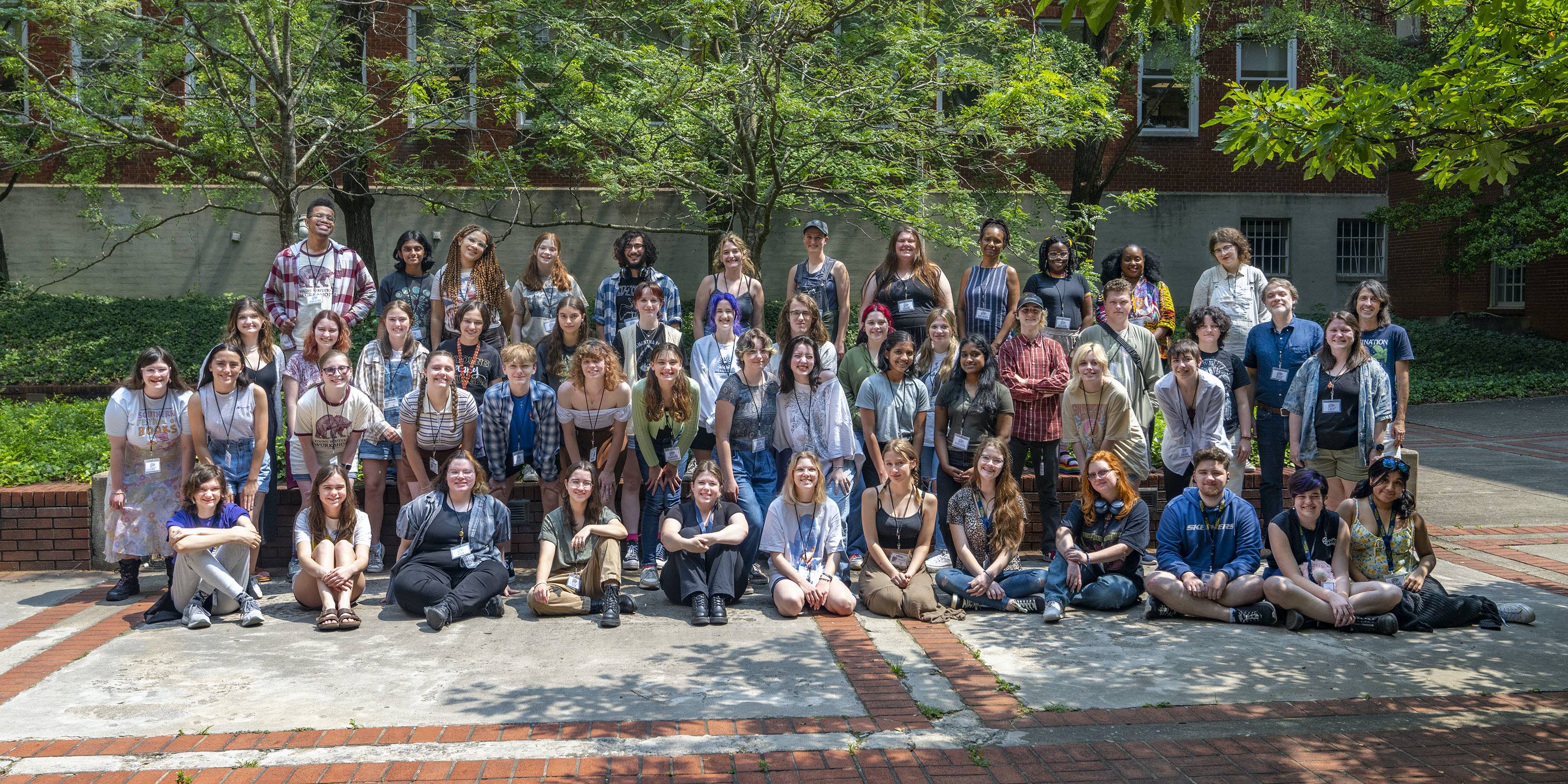 The 2023 Young Writers' Workshop group photo of students, faculty, and staff. 