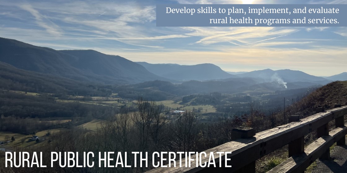 rural public health certificate - picture of mountains from a porch