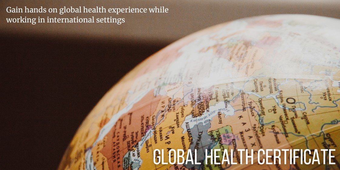 global health certificate - picture of globe in lower right corner