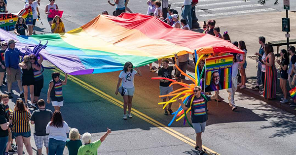 Carrying the Pride Flag