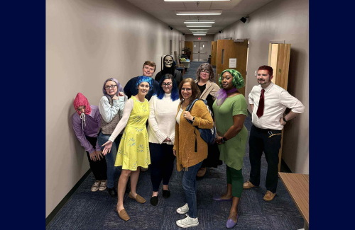 Members of the Counseling Center staff dress up for a fun Halloween party, 2024.