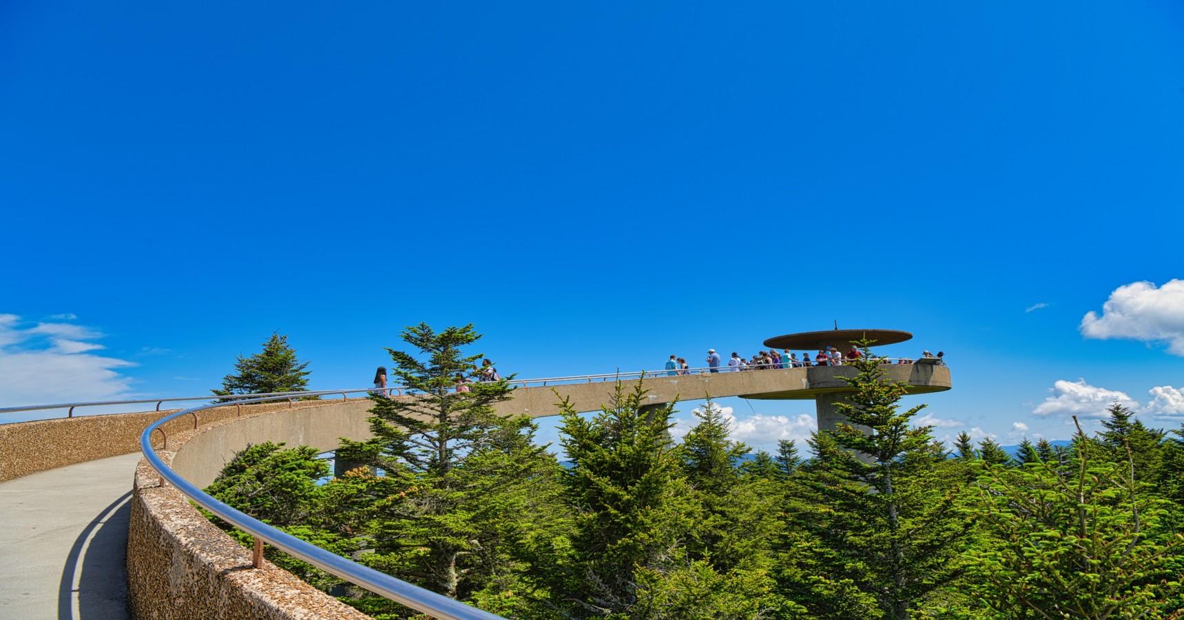 The viewing tower on Kuwohi. This is the highest elevation in the Great Smoky mountains National Park at 6643 feet of elevation.