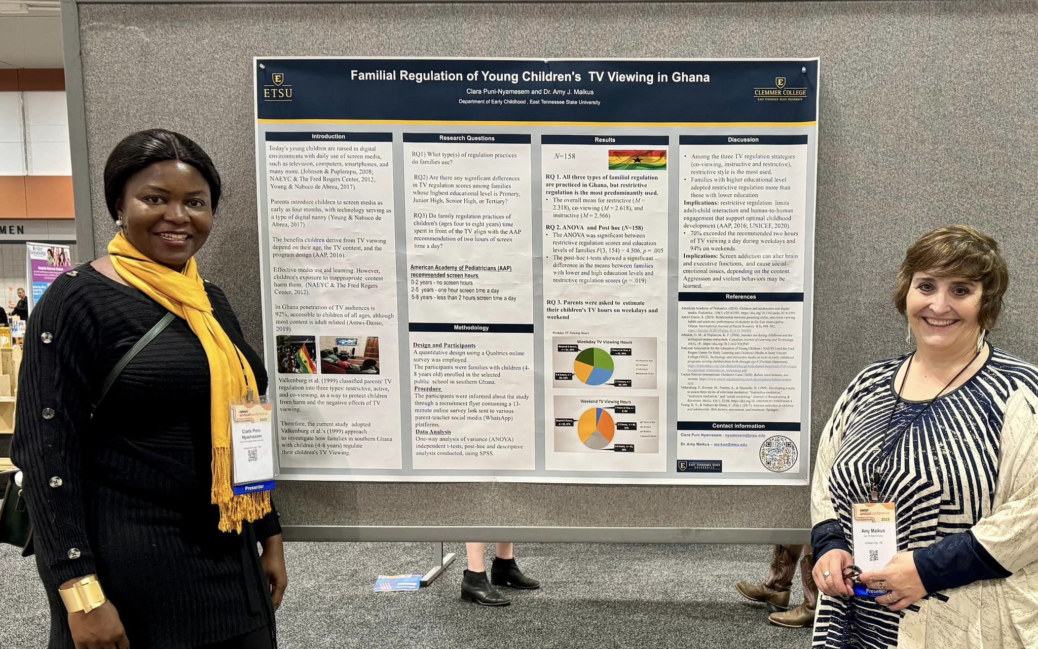 PhD student Clara Puni Nyamesem and Dr. Amy Malkus presenting a poster at the NAEYC conference in Nashville.