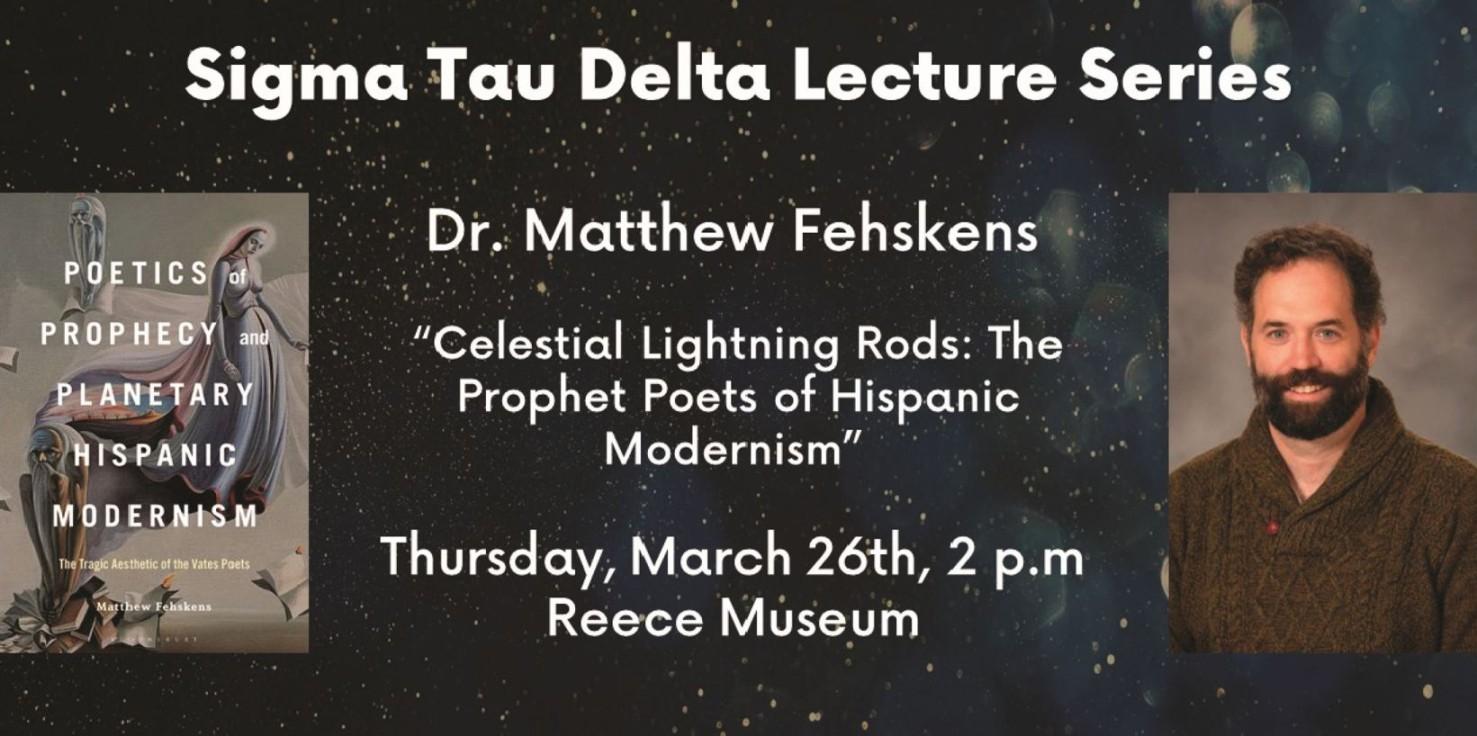 Background of dark night sky with stars and other celestial bodies. Pictures of Dr. Fehskens' book and Dr. Fehskens on top of background with event details. Event details in the comments below.