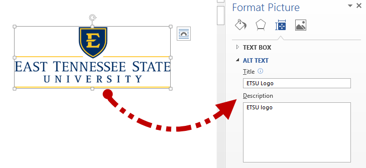 Image of alt text being added to an image within the syllabus template under the 'format picture' menu in Microsoft Word.