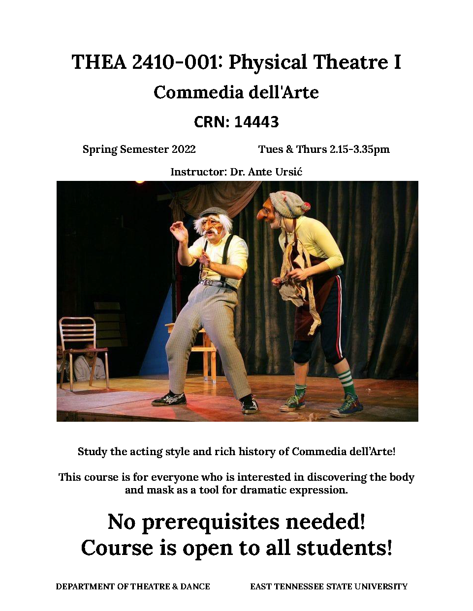 Commedia Dell Arte flyer with information detailed in the commentary above.