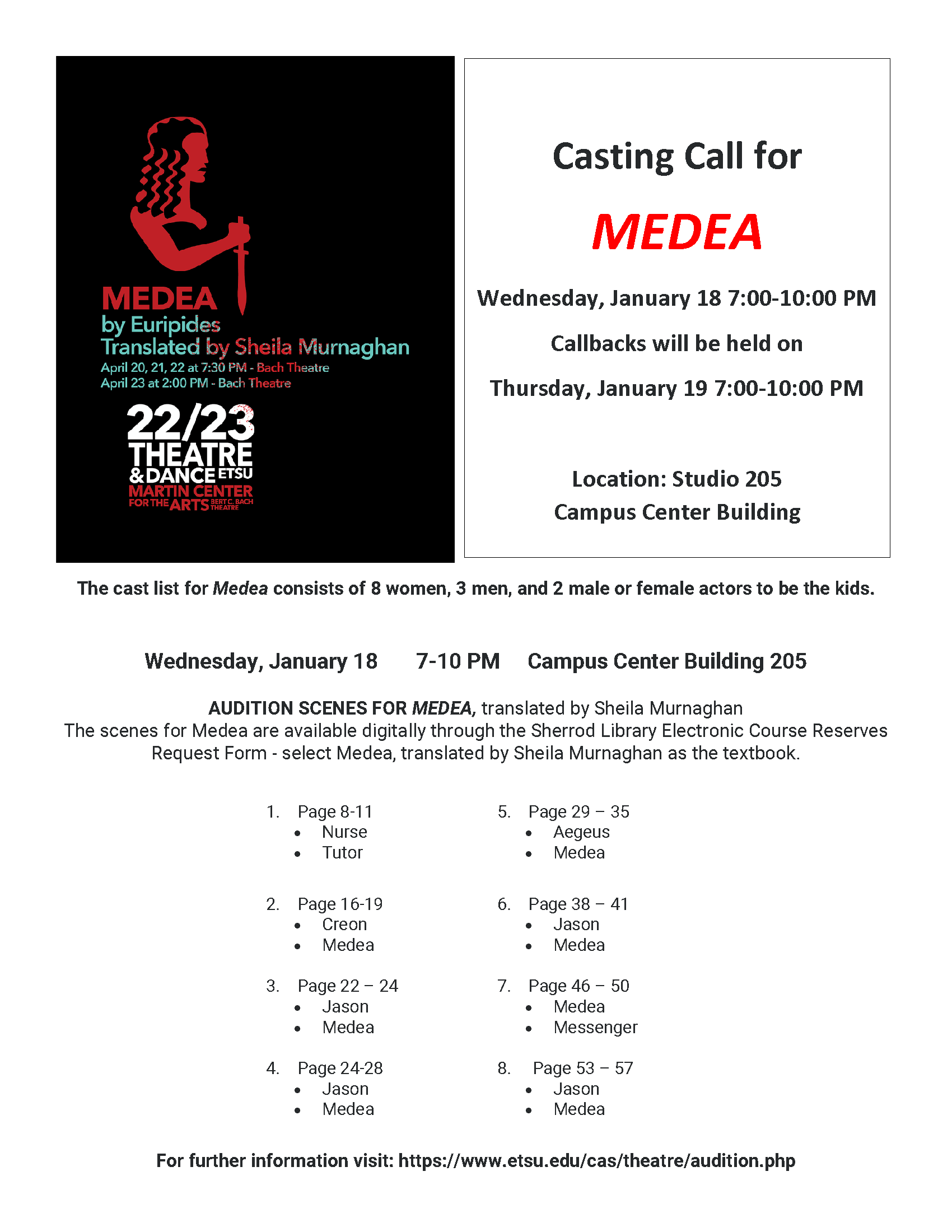 Medea Audition flyer
