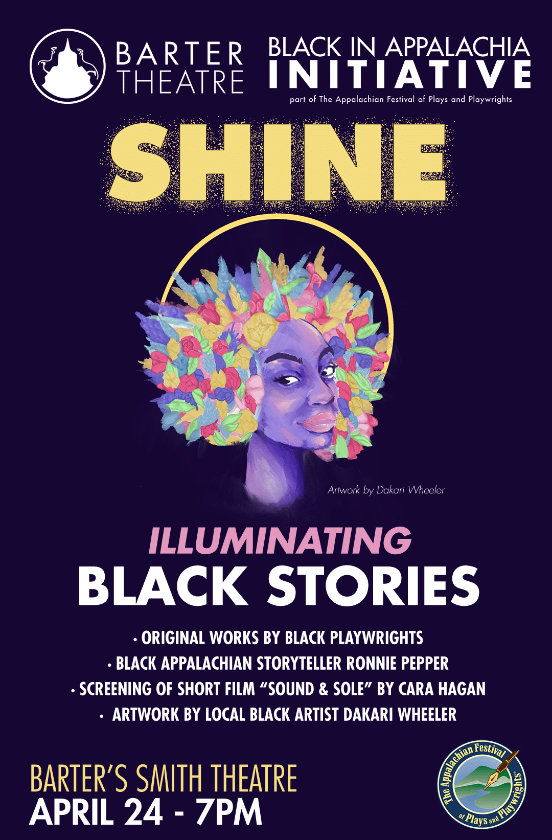 Shine: Illuminating Black Stories poster with event information detailed in the commentary above