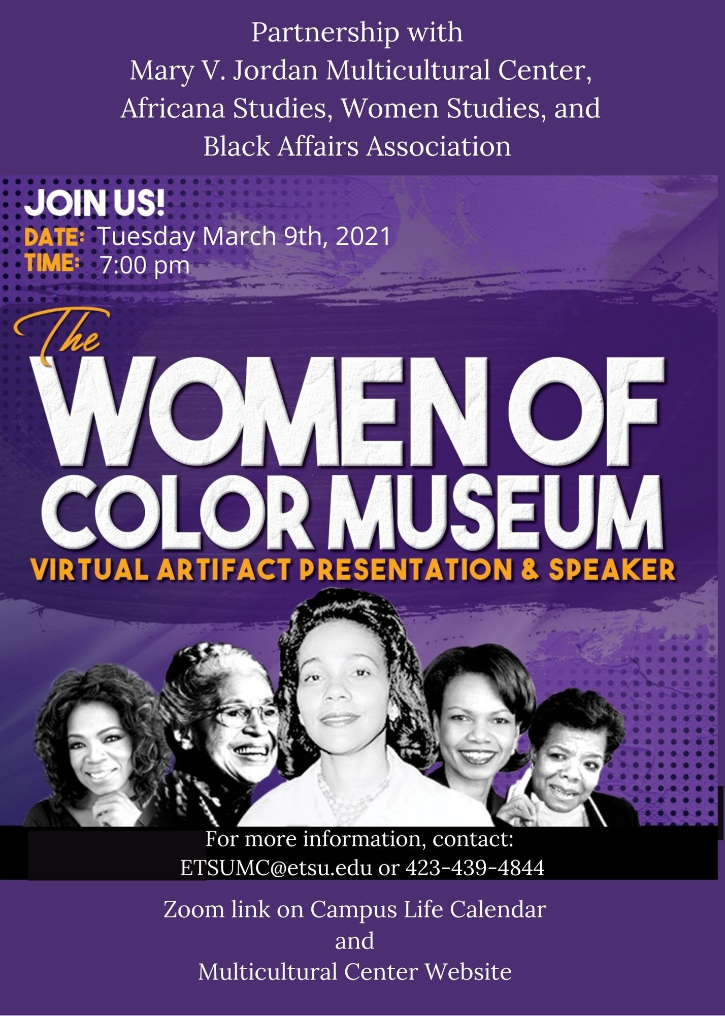 Women of color museum event flyer