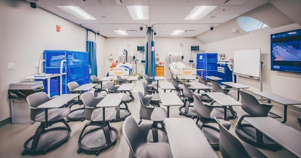 A team-based classroom in Bishop Hall, featuring flexible seating, integrated technology, and shared workspaces 