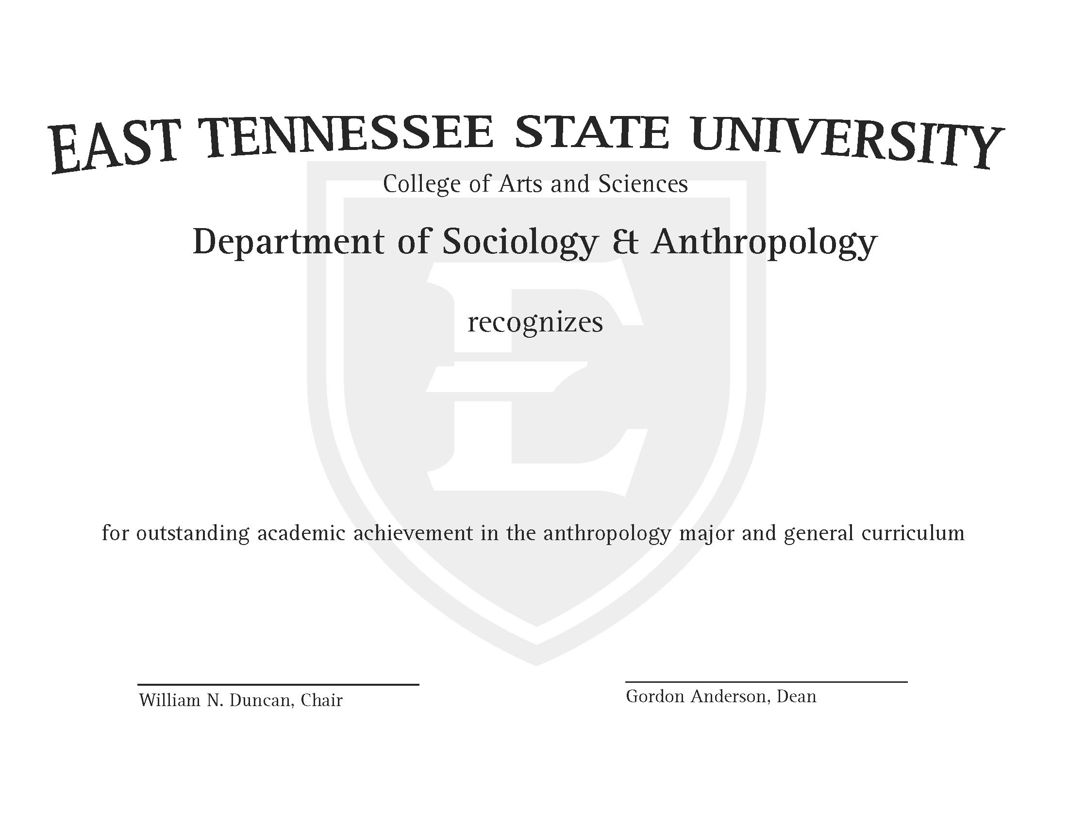 Anthropology Certificate