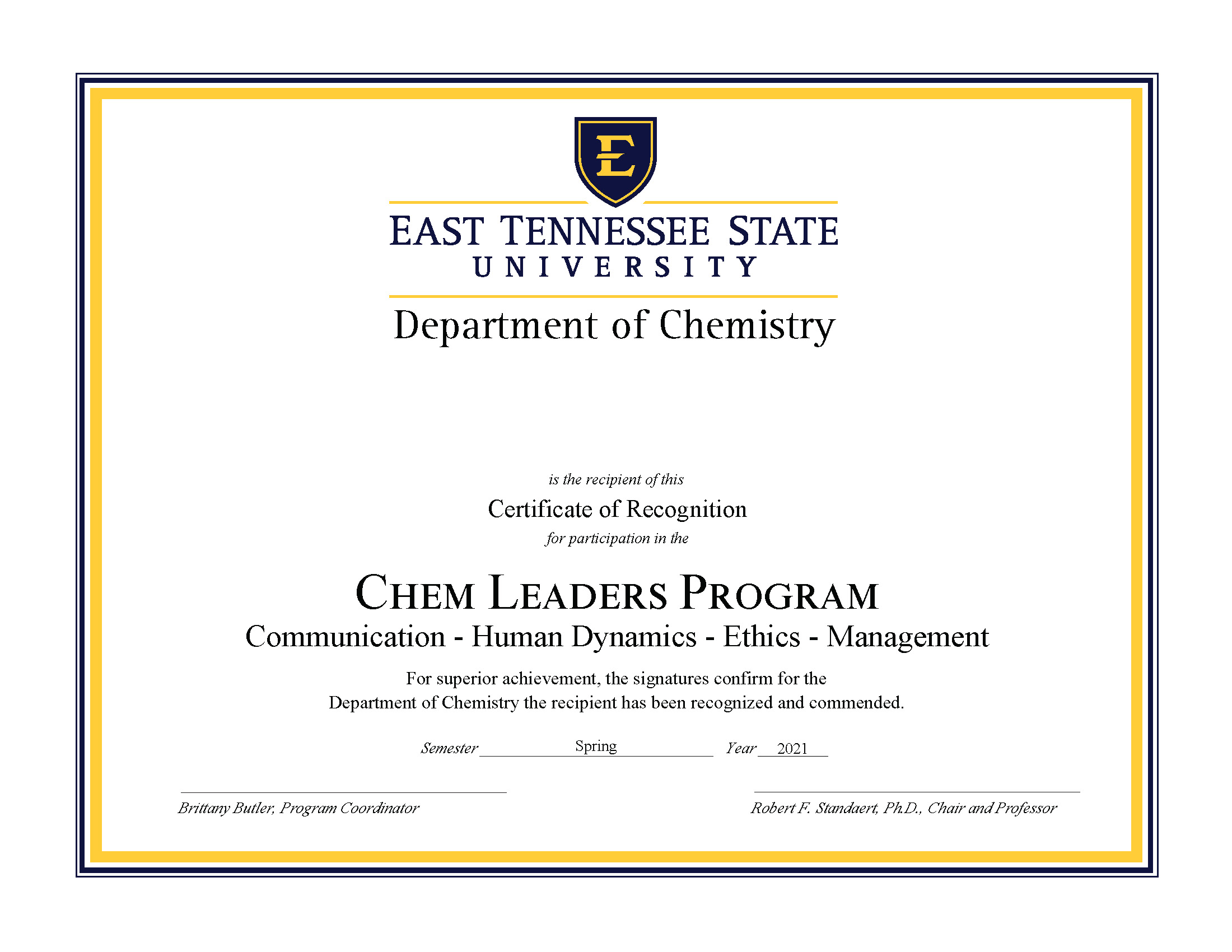 Chemistry Certificate