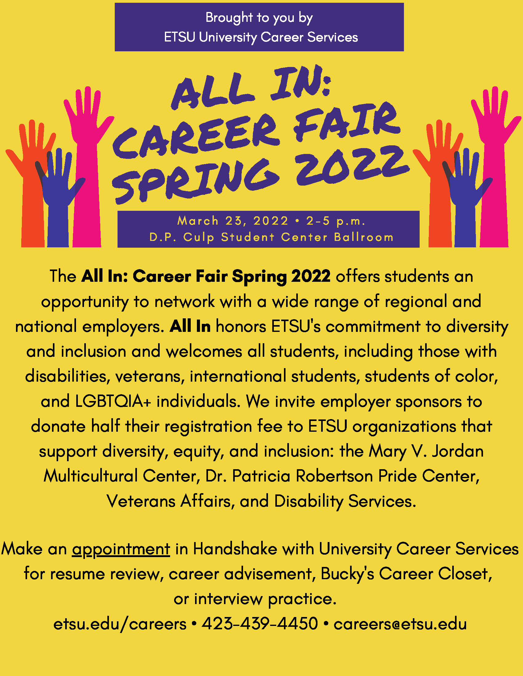 All In Career Fair poster with event information detailed in the comments above.