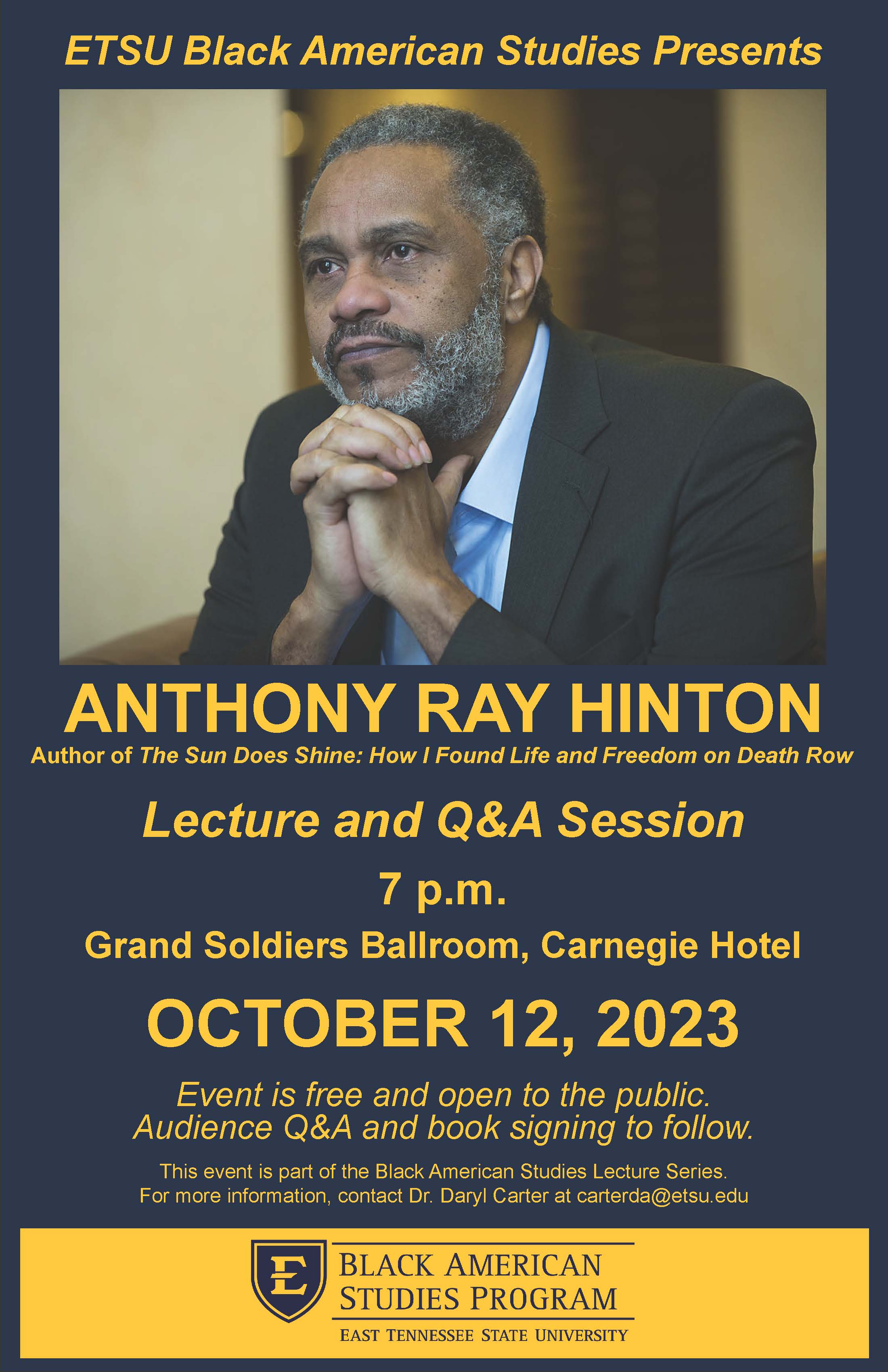 Anthony Hinton flyer with event information detailed in the commentary above