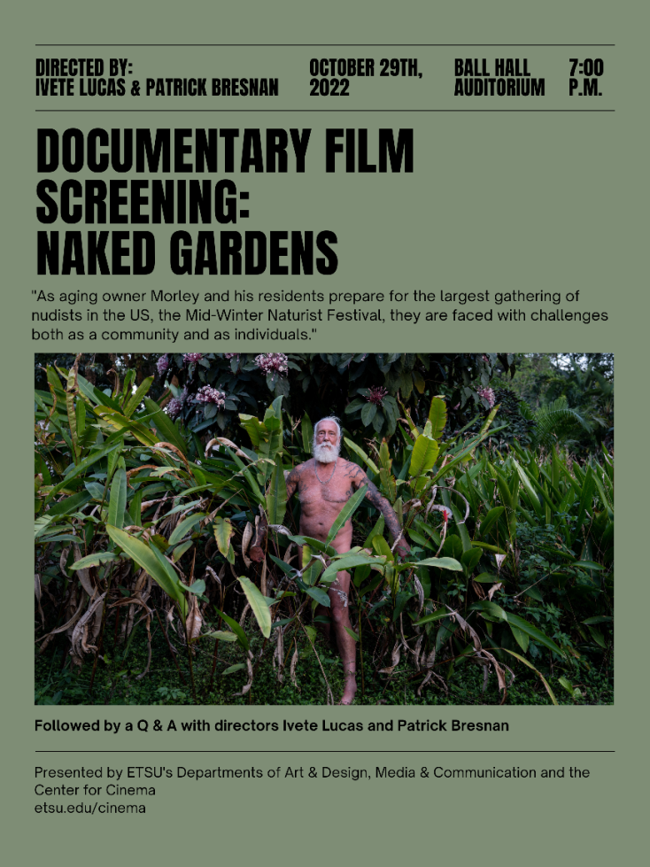 Naked Gardens poster with event information detailed in the commentary above.
