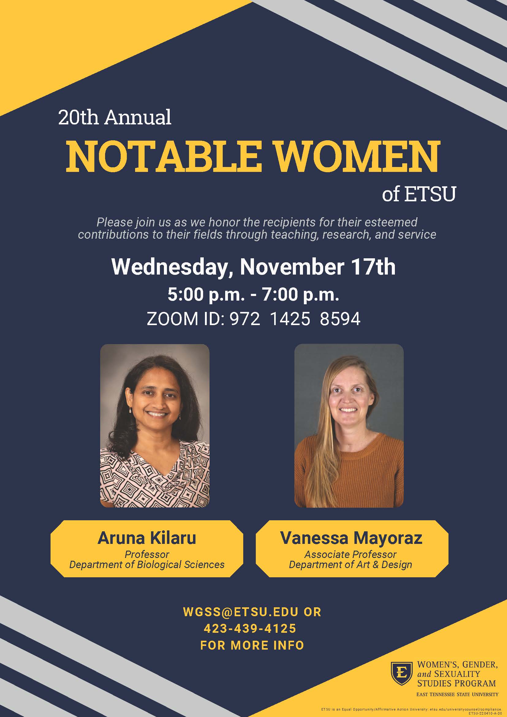 Notible Women of ETSU poster with event information in the commentary above.