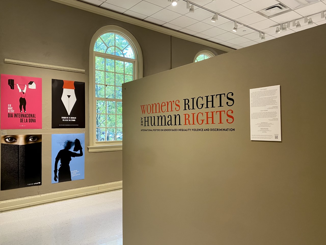 Women's Rights are Human Rights exhibit sign in the Reece Museum