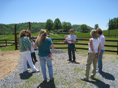 Dr. Graham Disque and students "on location" during the Horses, Dogs, and Counseling course.