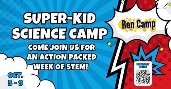 Super Kids Science Camp Flier. All information in paragraph below