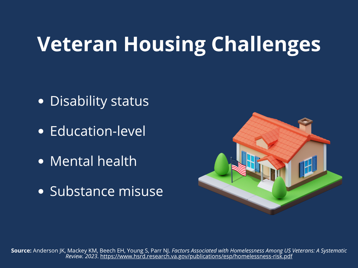 Graphic showing veterans' homelessness challenges