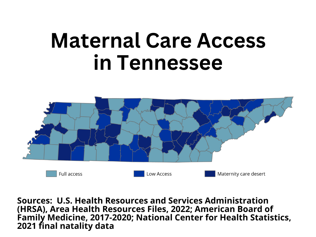 Maternal care access in Tennessee graphic