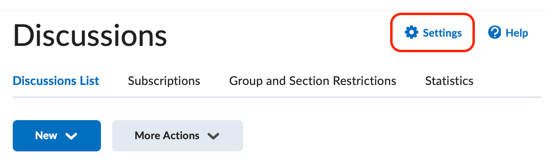 The discussion board page with personal discussion settings selected