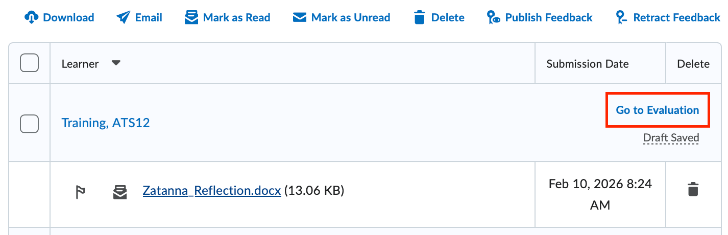The go to evaluation link