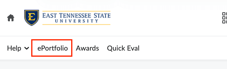 The ePortfolio link on the main navigation bar of the My Home page.