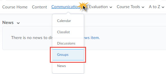 image of the course nav bar with the groups tool selected