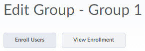 image of the enroll users button and the view enrollment buttons found on the edit group page