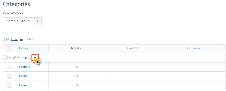 image of the manage groups page