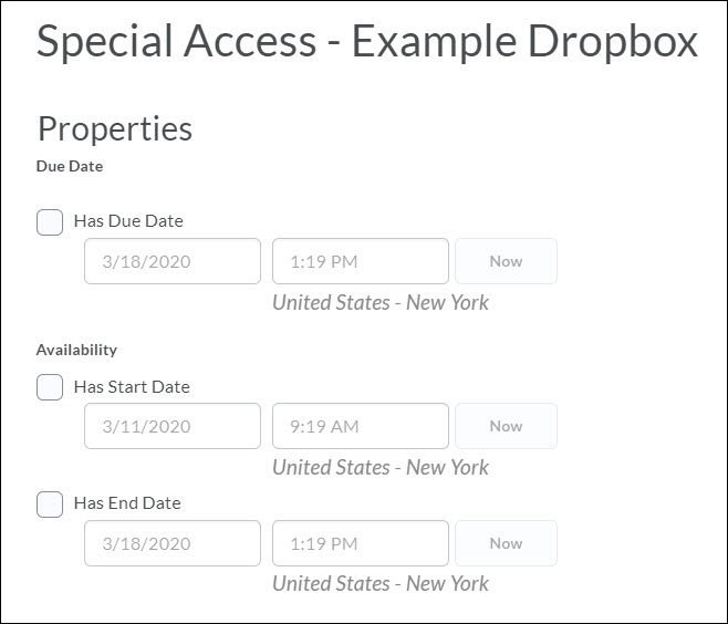Image of the alternative date options for special access