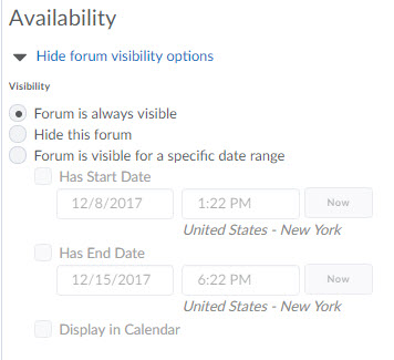 Visibility Options of a Forum