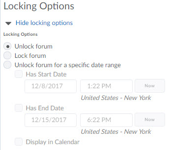 Locking options for a forum