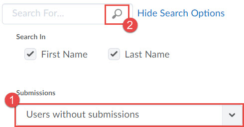 Image of the Submission options necessary for displaying users without submissions