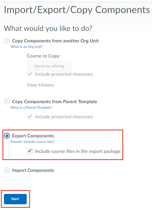 Image of the import/export/copy compnents tool with the Export option selected.